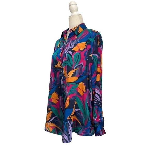 Harper + Blair London Long Sleeve Blouse NWT in Bold Tropical Print - Picture 4 of 13